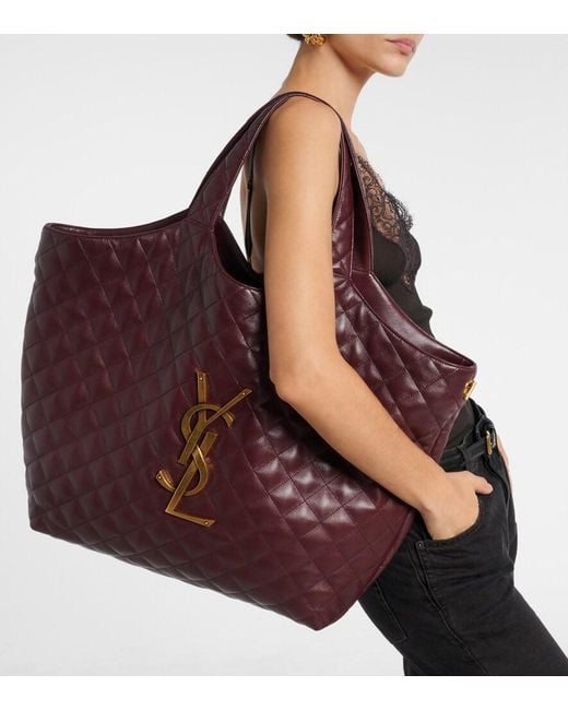 Saint Laurent Red Icare Maxi Quilted Leather Shopper