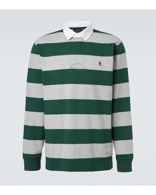 Polo Ralph Lauren Green Striped Cotton Polo Shirt for men