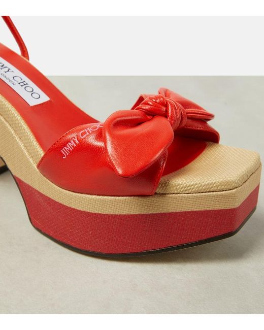 Sandalias Ricia 95 De Piel Con Plataforma Jimmy Choo de color Red
