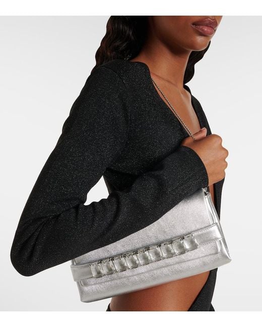 Jimmy Choo Gray Kya Metallic Leather Clutch