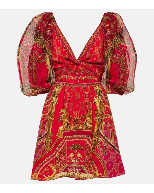 Camilla Red Printed Silk Minidress