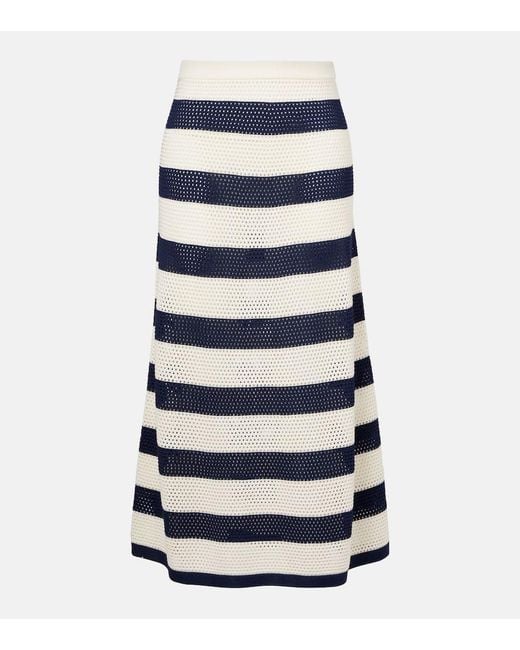 Falda Midi Bateau De Punto En Mezcla De Algodon Eres de color Blue