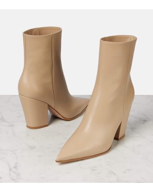 Gianvito Rossi Natural Keinna 85 Leather Ankle Boots