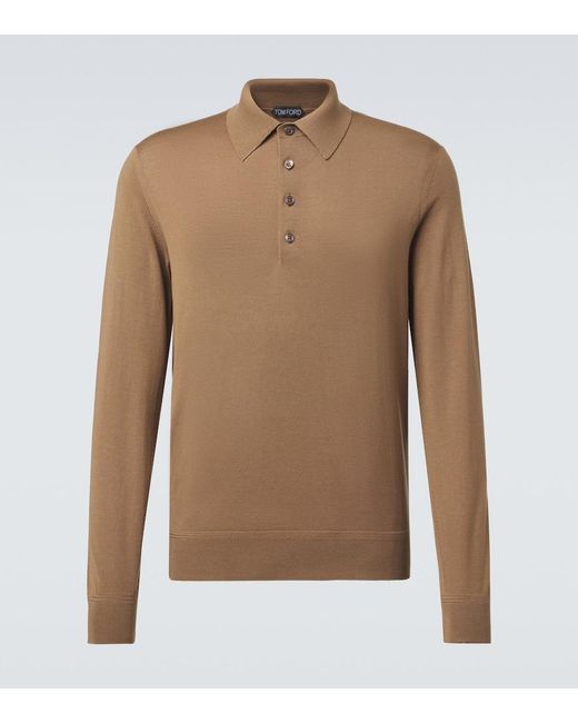Tom Ford Brown Wool Gauge Polo Sweater for men
