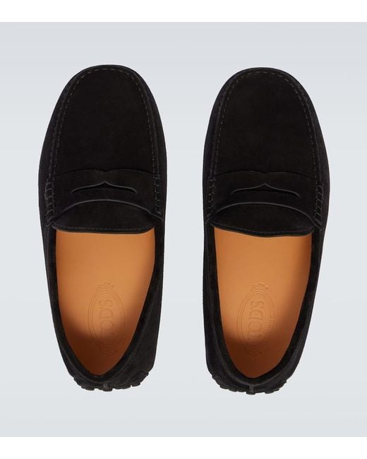 Tod's Black Gommino Bubble Suede Driving Shoes for men
