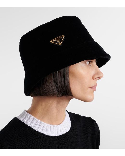 Prada Black Hut Aus Baumwollsamt