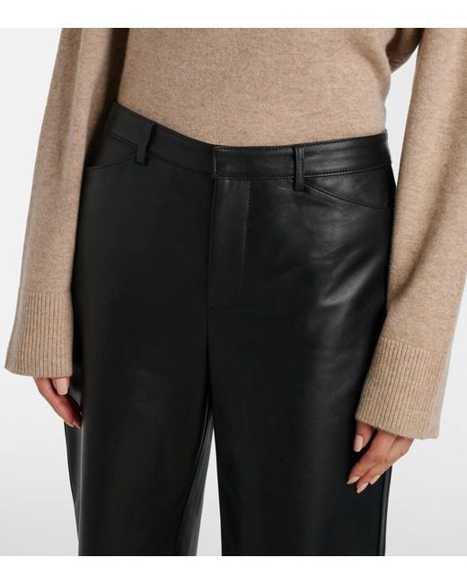 Vince Black Leather Cropped Straight Pants