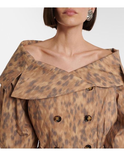 Ganni Brown Printed Cotton-Blend Jacket