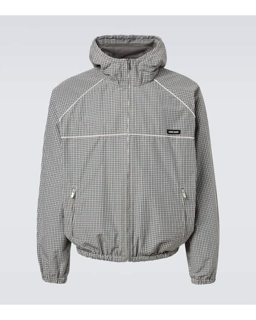 Miu Miu Gray Checked Technical Jacket for men