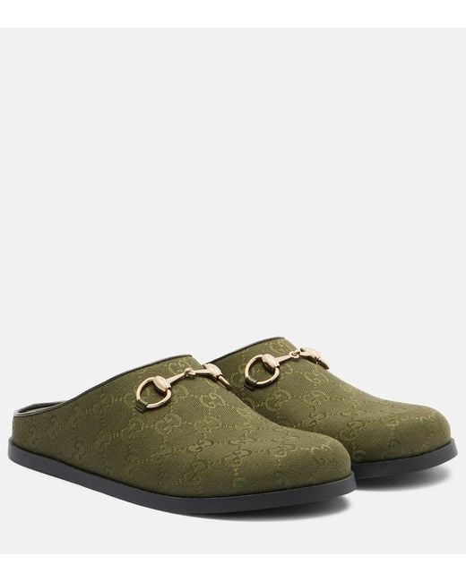 Gucci Green New Sol Gg Canvas Clogs