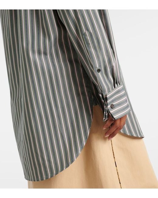 Dries Van Noten Blue Striped Cotton Shirt