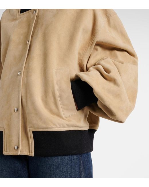 Khaite Natural Spence Suede Bomber Jacket