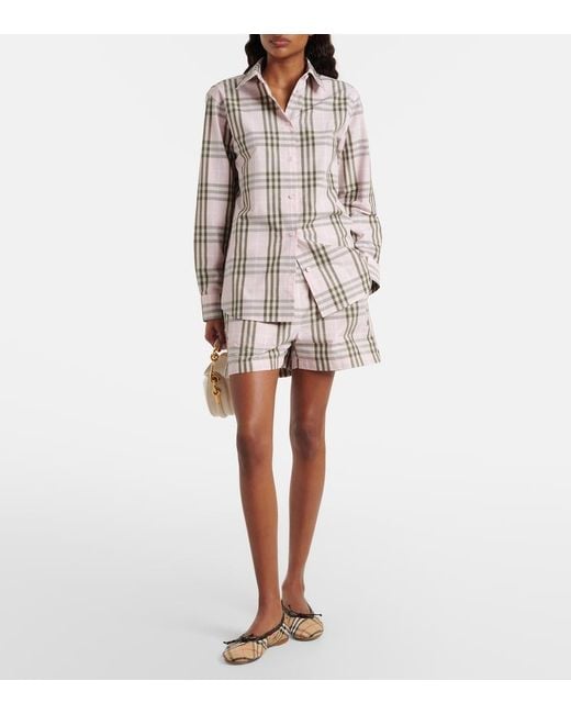 Burberry Natural Check Cotton Shorts