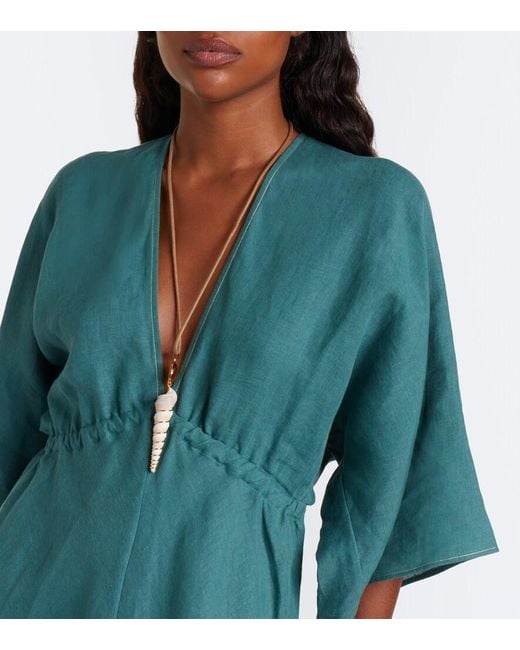 Eres Green Brilliance Linen Midi Dress