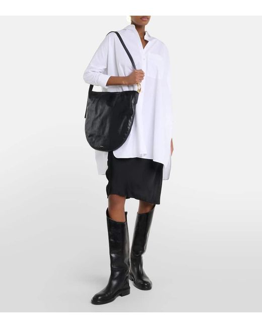Jil Sander Black Moon Medium Leather Shoulder Bag