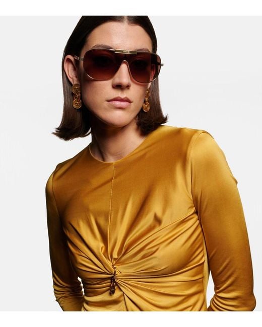 Versace Brown Greca Flow Shield Sunglasses
