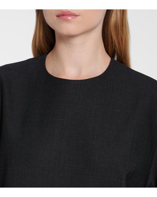 Plan C Black Minikleid Aus Einem Wollgemisch Mit Pailletten