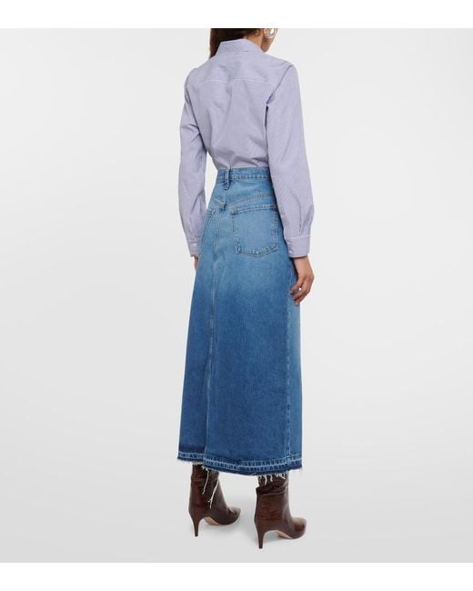 FRAME Blue The Midaxi Denim Midi Skirt