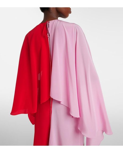 J.W. Anderson Red Draped Caped Silk Midi Dress