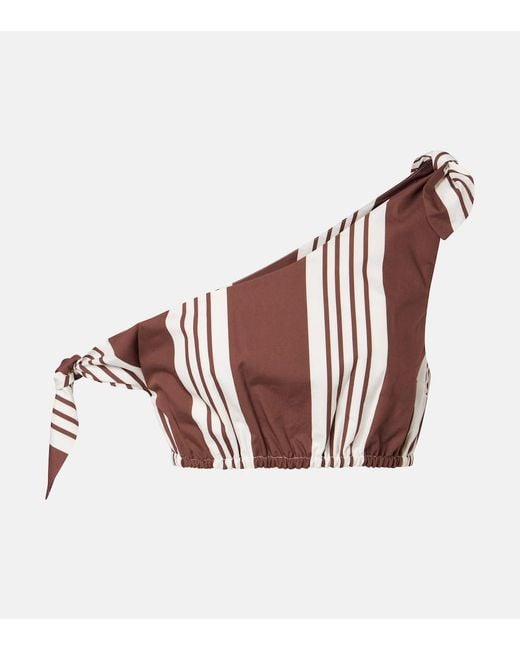 Posse Red Rosie Asymmetric Striped Cotton Crop Top