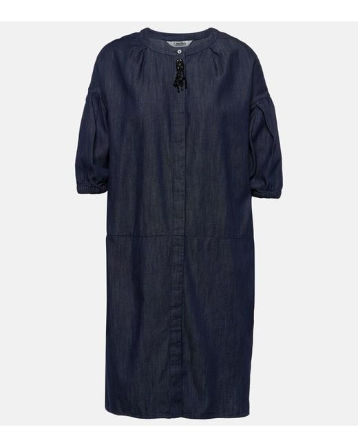 Max Mara Blue Max Mara Embroidered Denim Minidress