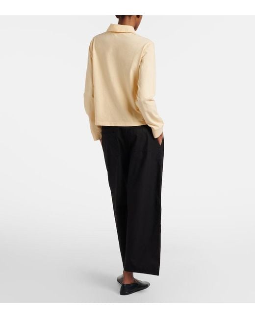 Leset Black Kyoto Cropped Cotton Wide-Leg Pants