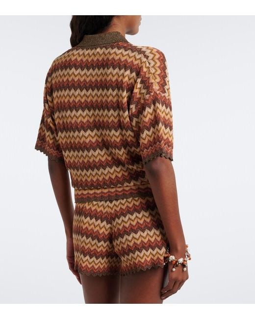 Faithfull The Brand Multicolor Raya Chevron Lame Polo Sweater