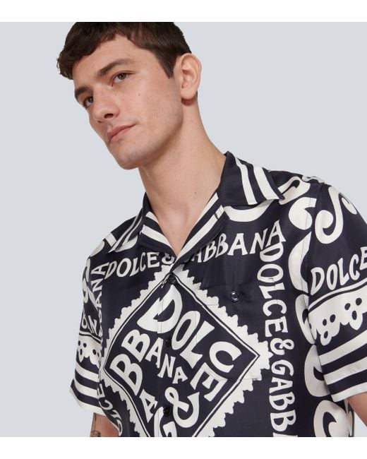 Dolce & Gabbana Black Marina Silk Twill Shirt for men