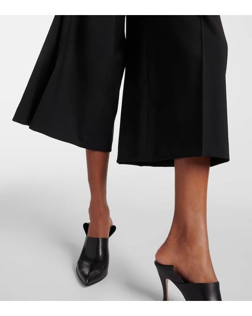 Loewe Black Cropped Wool Wide-Leg Pants