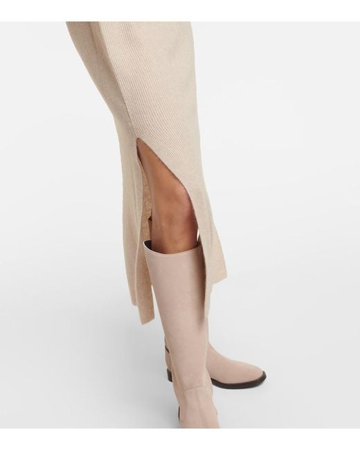Brunello Cucinelli Natural Alpaca And Cotton Midi Dress