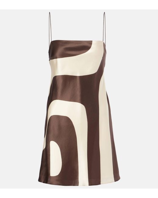 Sir. The Label Brown Freddie Printed Silk Minidress