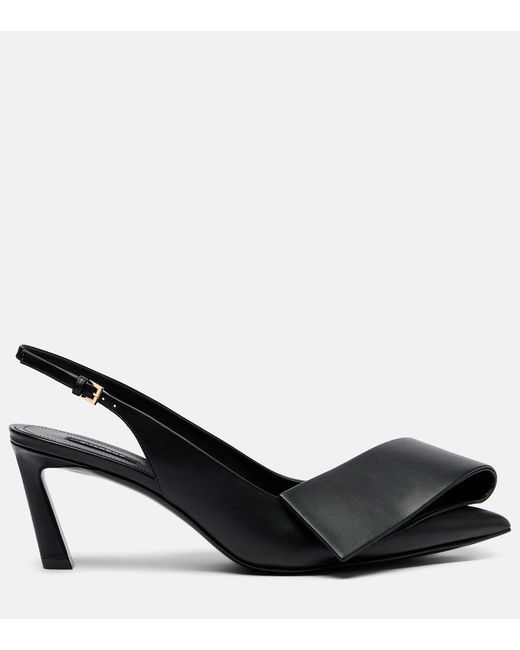 Givenchy Black Twisted Ribbon Leather Slingback Pumps