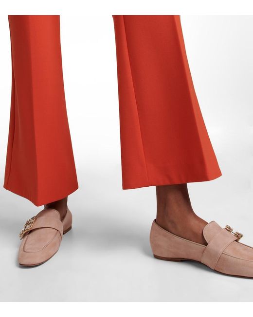 Roger Vivier Pink Mini Broche Suede Loafers