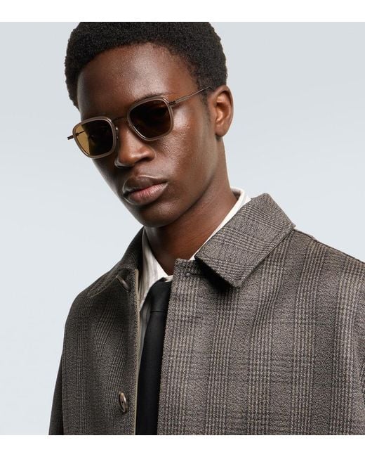 Zegna Brown Square Sunglasses for men