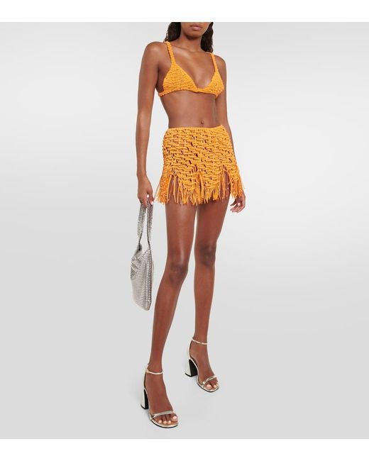 Roberta Einer Orange Beaded Cotton Bralette