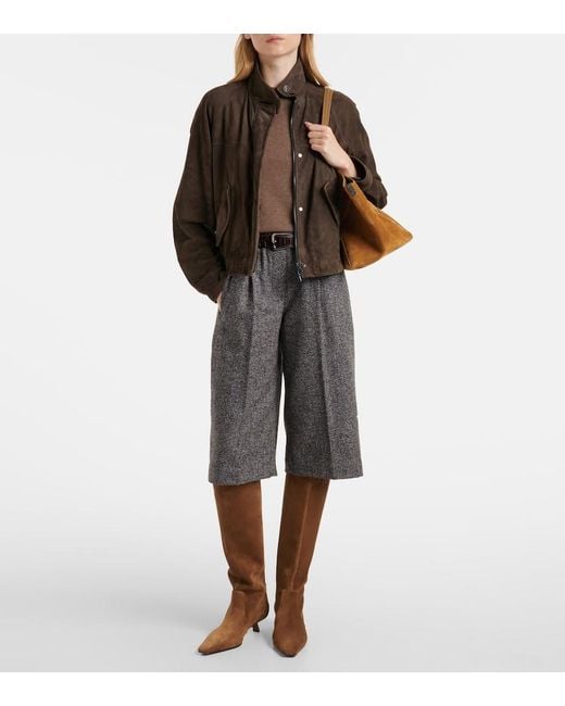 Brunello Cucinelli Brown Monili Suede Knee-High Boots