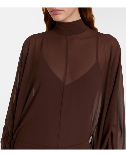De La Vali Brown Nila Chiffon Gown
