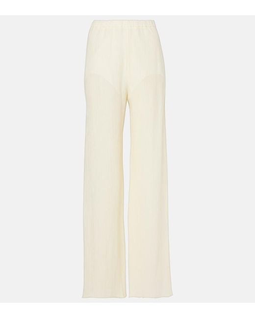 Taller Marmo White Zoagli Cotton And Silk-Blend Straight Pants