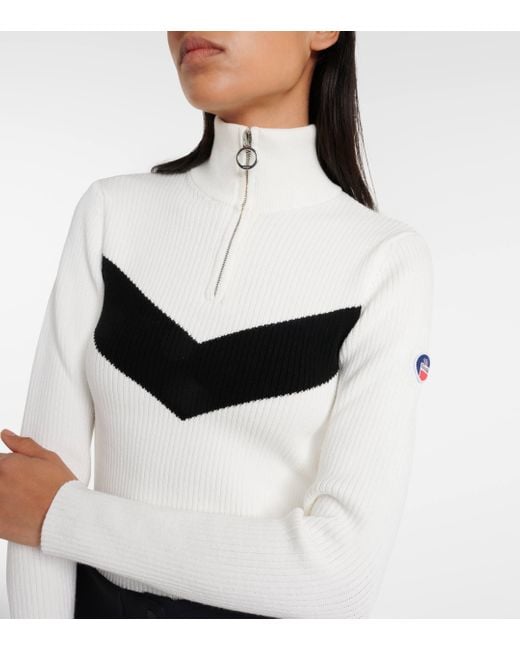 Fusalp White Andromede Ribbed-knit Half-zip Sweater