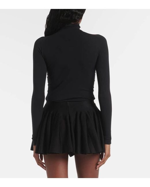 Alaïa Black Godet Pleated Shorts