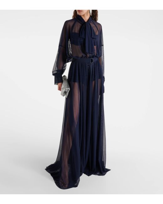 Norma Kamali Blue Tie-detail Maxi Dress