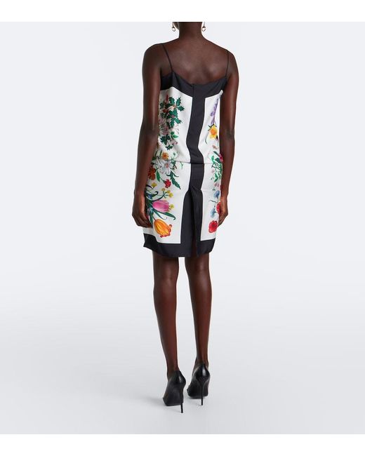Gucci White Flora Silk Twill Minidress