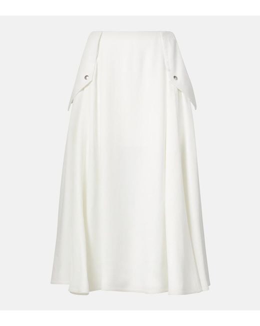 Bottega Veneta White Pleated Midi Skirt