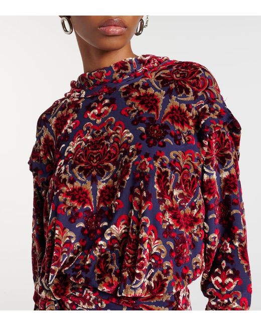 Rabanne Red Draped Jacquard Maxi Dress