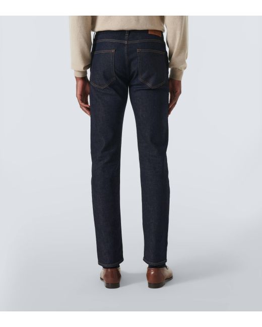 Loro Piana Blue Quarona Mid-Rise Slim Jeans for men