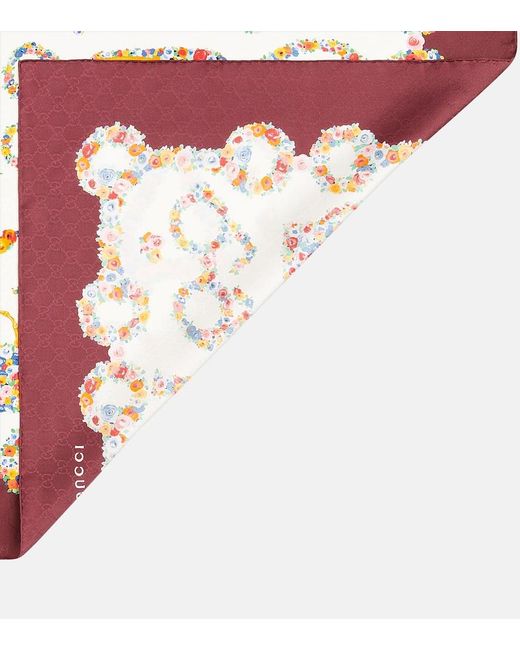 Gucci Red Bedrucktes Tuch Interlocking G aus Seide