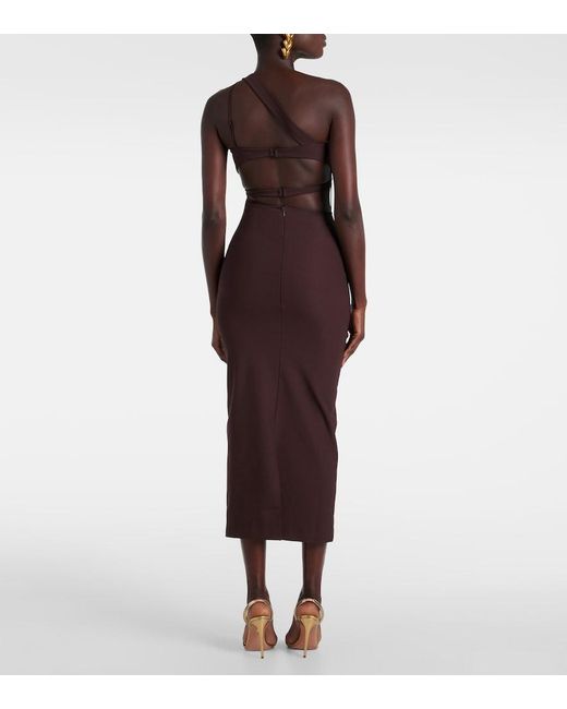 Nensi Dojaka Purple Asymmetric Silk Midi Dress