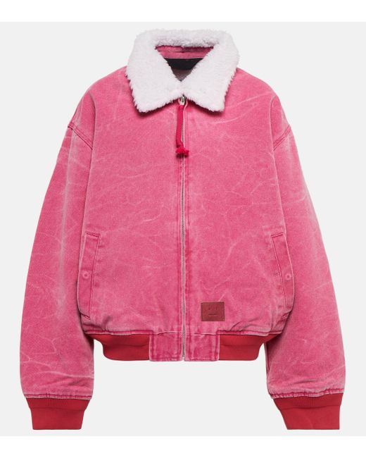 Acne Pink Trimmed Cotton Canvas Varsity Jacket