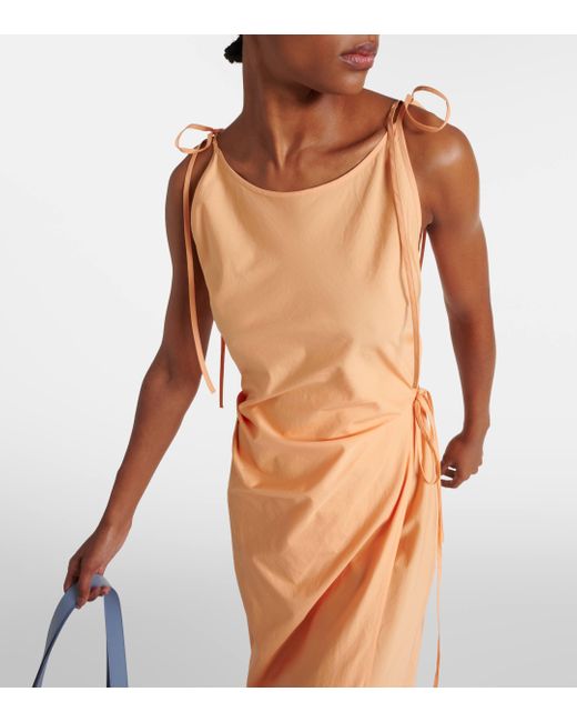 Acne Orange Lace-trimmed Cotton Midi Dress
