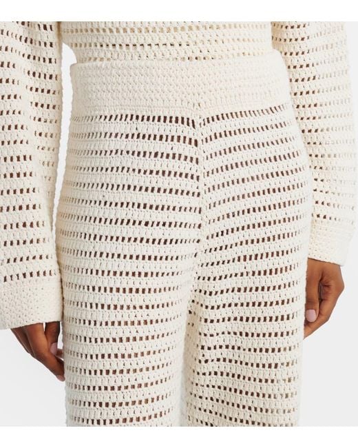 Leset White Mid-Rise-Hose Lucy Aus Haekelstrick